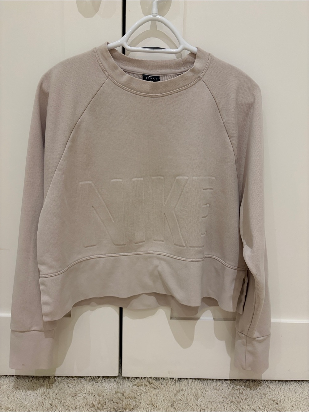 Nike Women's Embossed Crew Sweatshirt — Light Taupe